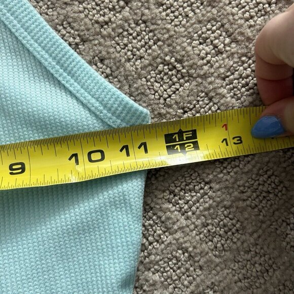 American Eagle Light Blue Teal Knit Halter Tank Top Crop Top Womens Size Small S - Picture 2 of 5